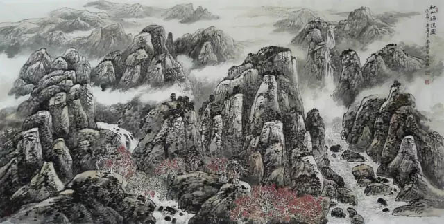 秋山飞瀑240x120cm