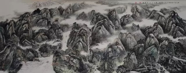 山列千重静-河流一带明360x130cm