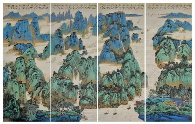 华夏山河颂-山水四条屏--180x69cm-(x4)