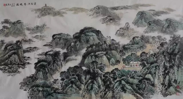 梁家河春晓图180x90cm