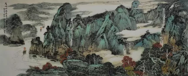 叠峰相接连长河送远帆180x75cm