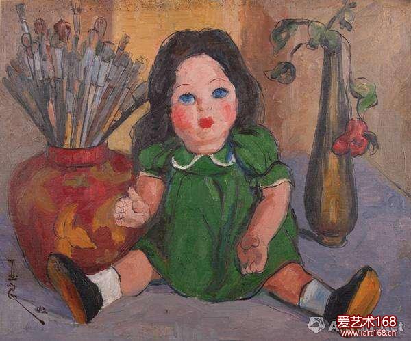 【文化典藏】《洋娃娃》1942年 油画。新白描、油画、彩墨、版画、雕塑，她无所不精、造诣颇深，尤其是彩墨画更成为潘玉良的一个标志性艺术形式，她将印象派的色彩张力和东方艺术情调巧妙融合，形成了她独特的艺术风格。