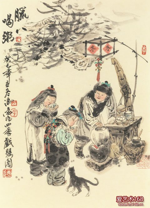 冯远-四季婴戏图之腊八喝粥43.4cmx31cm