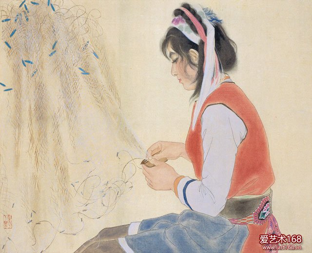 白族织网女42x52cm1979